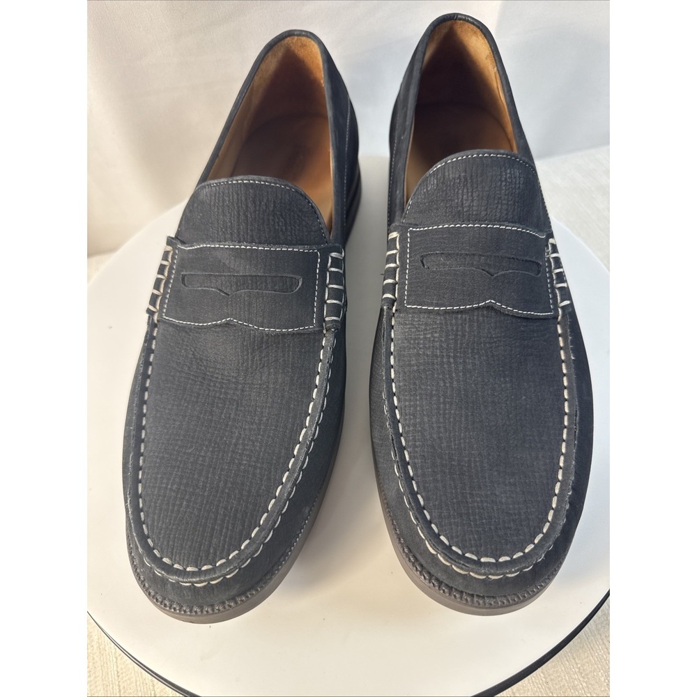 Johnston And Murphy Sheepskin Lined  Blue Suede Men's 11 Med Loafers